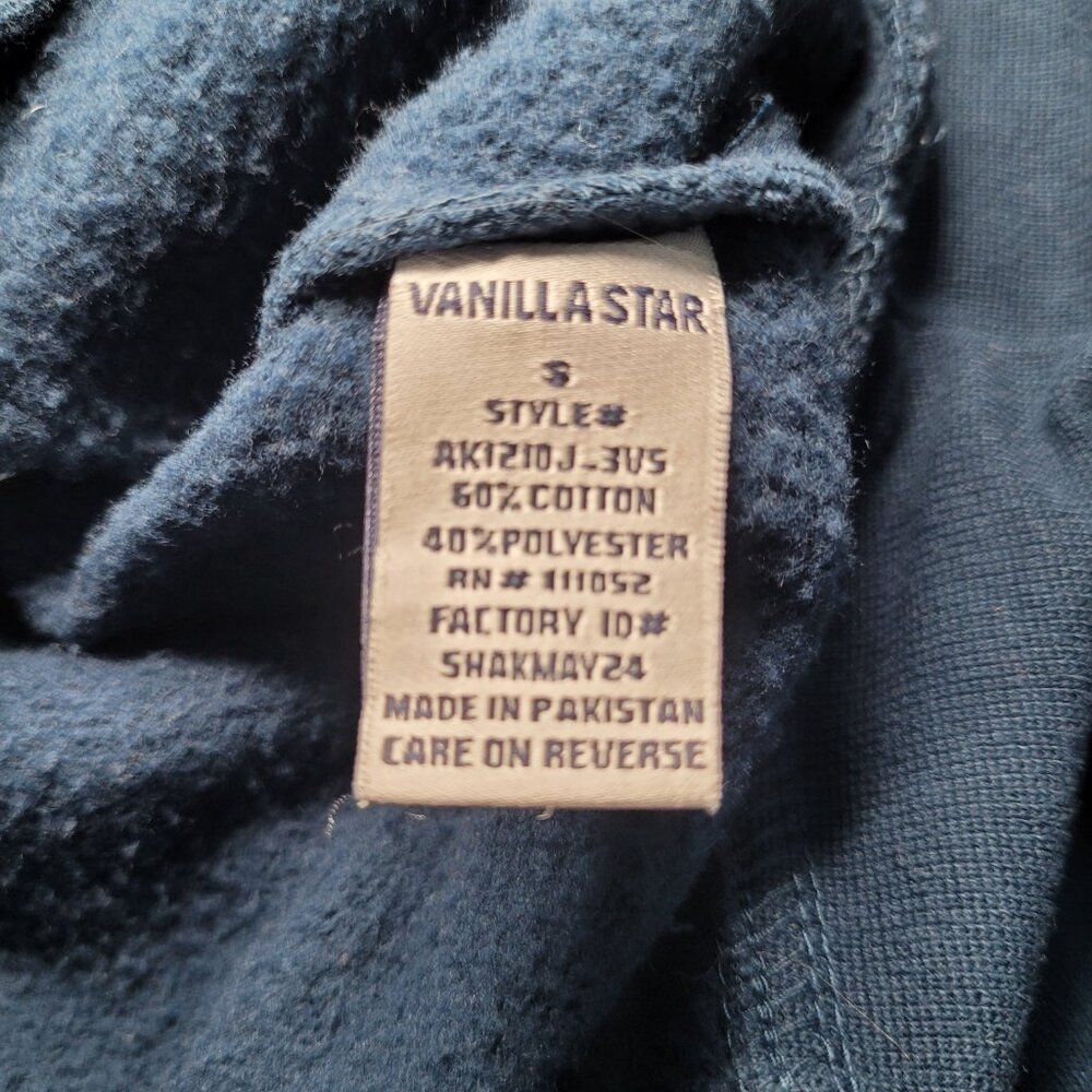 Vanilla Star Navy Blue Retro Rainbow Stripe Cropped Sweatshirt Small - Picture 8 of 8